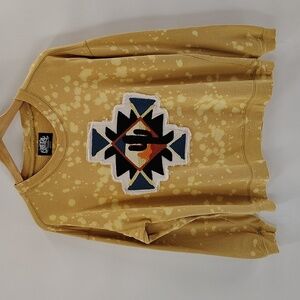 One24 Rags Western Graphic Crew neck Size Medium Bleach Dyed Yellow